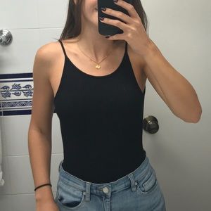 Black leotard with low back